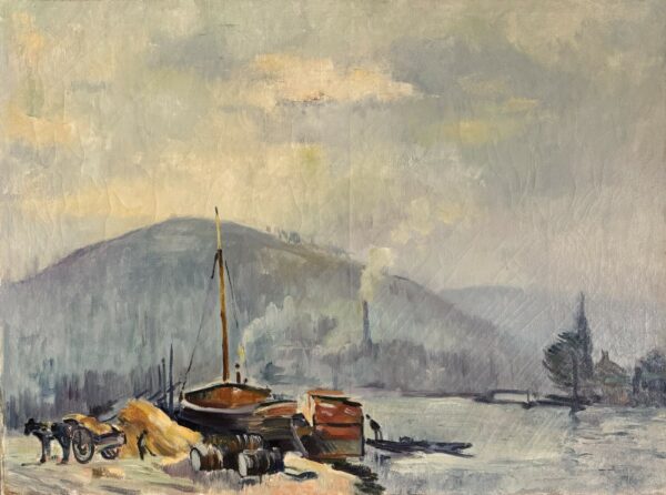 Robert-Antoine PINCHON (1886-1943)  La cote Sainte-Catherine et les quais de Paris à Rouen.