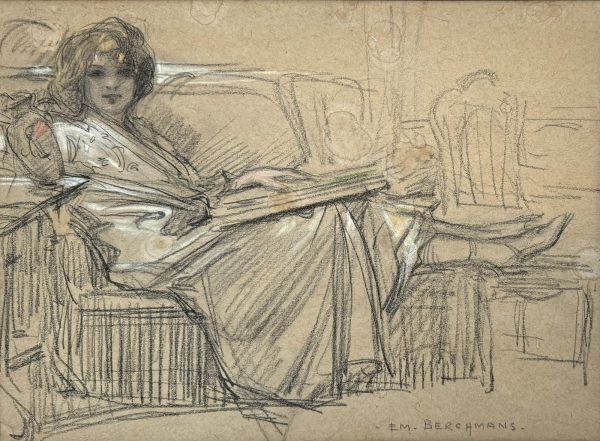 Emile BERCHMANS (1867-1947)  Femme allongée.