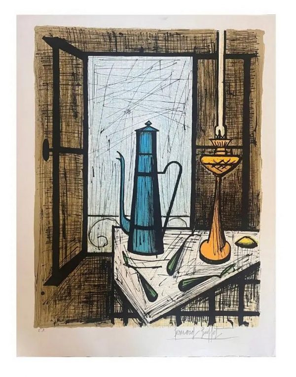 Bernard BUFFET (1928-1999)  La cafetière bleue, 1984.