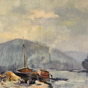 Robert-Antoine PINCHON (1886-1943)  La cote Sainte-Catherine et les quais de Paris à Rouen.