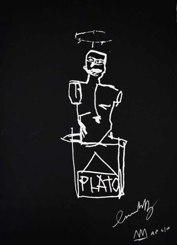 Jean-Michel BASQUIAT (1960-1988), d'Après.  Standing Figure, c.1982. Lithographie sur papier BFK Rives. Signé, numéroté sur 10 exemplaires au marqueur blanc et rehaussé d'un dessin de couronne au verso de la lithographie.