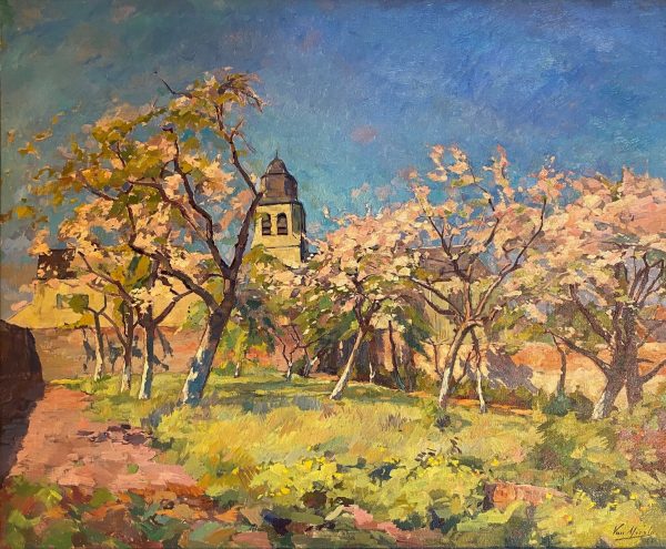 Eugène VAN MIERLO (1880-1972), Belgique  Pommiers en fleurs,1943