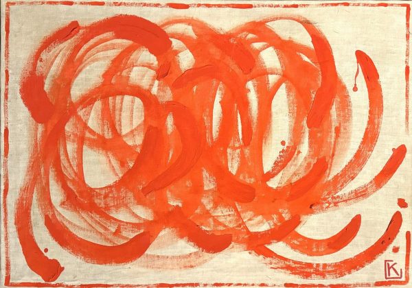 KLINGENBERG, Alias Alain de schütter (XX-XXI)  Composition abstraite rouge,2022.