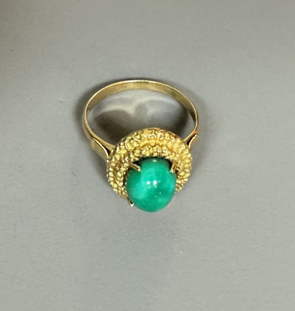 TRAVAIL ETRANGER - BAGUE en or 18k étranger serti d’une turquoise.  TDD :55. Poids brut : 6 gr (environ) - Image 2