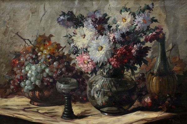 Osip Emmanuelovich BRAZ (1873-1936)  Composition aux fleurs et aux fruits.