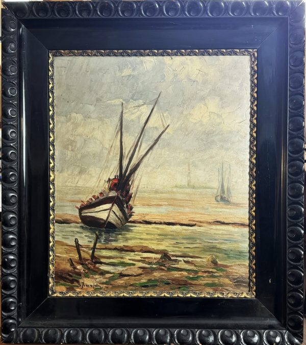 Vassilios HATZIS (1870-1915)  Barque de pêche sur la plage. – Image 2