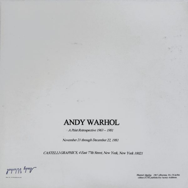 Andy WARHOL (1930 - 1987), D’Après. Marilyn.  Carton d’invitation éditée par la Castelli Graphics pour la rétrospective organisée en 1981 par Castelli Graphics, New-York ‘A print Retrospective 1963-1981’ du 21 Nov. Au 22 dec. 1981. Signé au marqueur. – Image 2