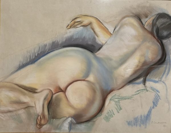 ECOLE MODERNE.  Femme nue allongée de dos.