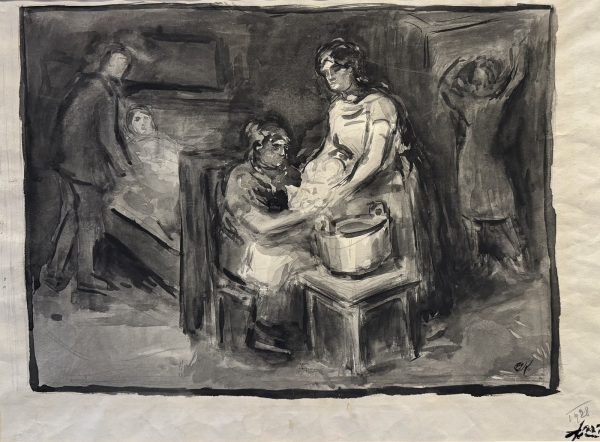 Oskar KOKOSCHKA (1886-1980)  Scènes de la vie paysanne, double face, 1928. - Image 2