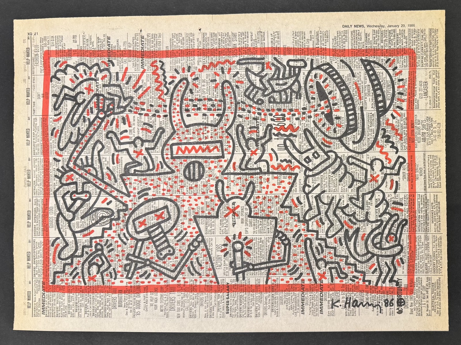Keith HARING (1958-1990), Attribué à. Sans titre , 1986.