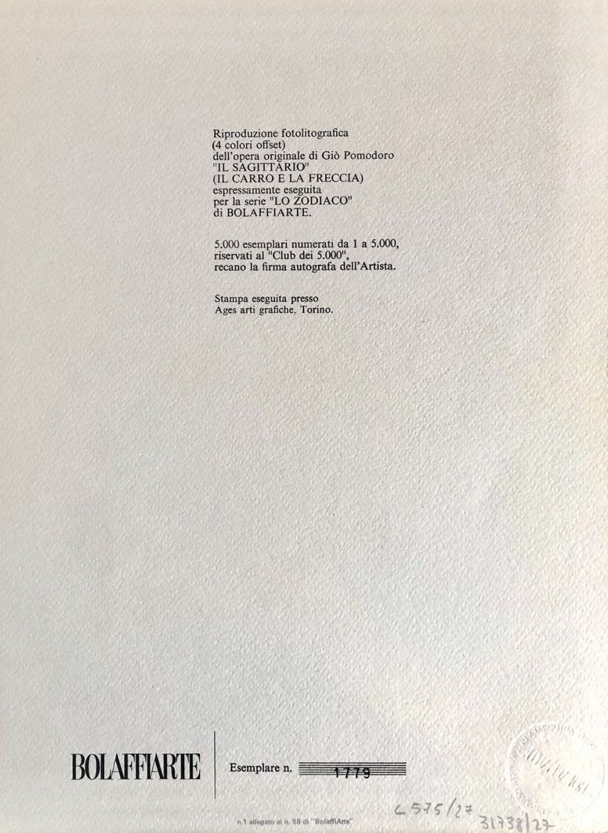Giò POMODORO (1930-2002) - Il Sagittario, 1975 - Image 2