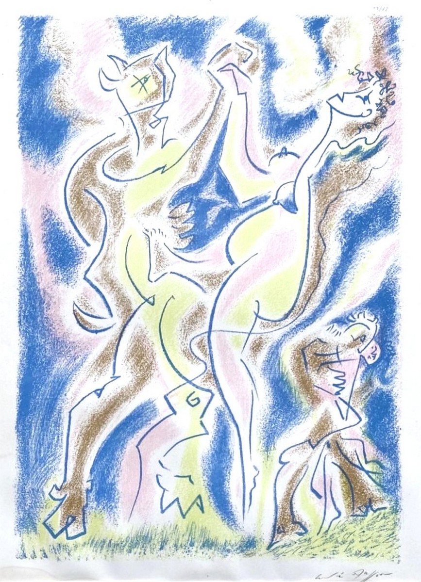 André MASSON (1896-1987)- Nymphe et satyre, 1971.