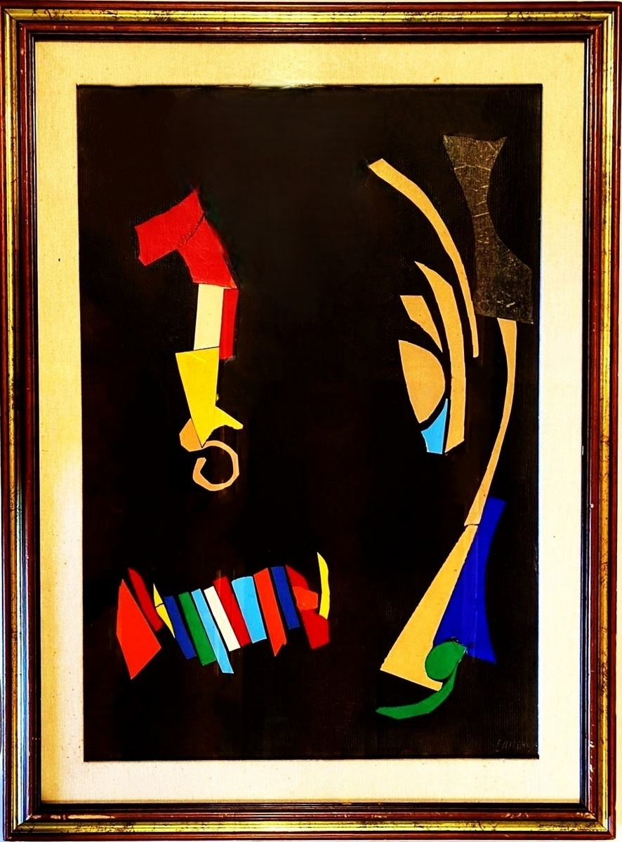 André LANSKOY (1902-1976) - Composition sur fond noir.