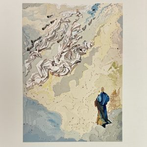 Salvador DALI (1904-1989)  La Divine Comédie. Le Paradis - Chant 20. 1963. Bois gravé en couleurs sur vélin de Rives.