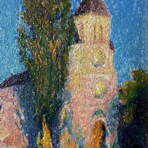 Henri MARTIN (Toulouse 1860 - La Bastide du Vert 1943 )  « L’église de la Bastide-du-Vert »